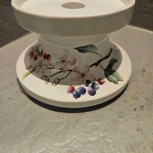 Lenox Porcelain Candle Holder Hurricane Pillar Orchard in Bloom 3.5" x 4.5"